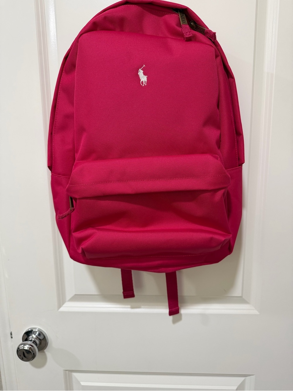 Polo Ralph Lauren Unisex Kids Small Pink Polyester Backpack Polo Pony Logo Zip